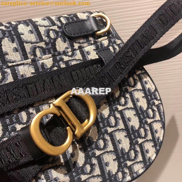 Replica Dior Oblique Saddle Belt Bag Blue S5632 6