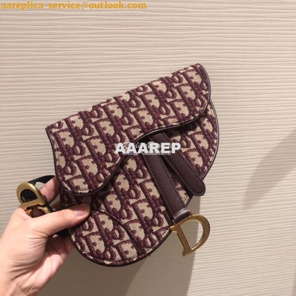 Replica Dior Oblique Saddle Belt Bag Burgundy S5632 2