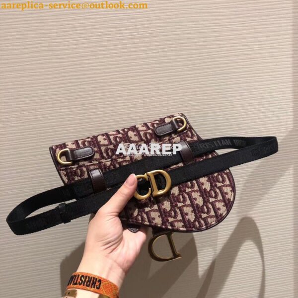 Replica Dior Oblique Saddle Belt Bag Burgundy S5632 5
