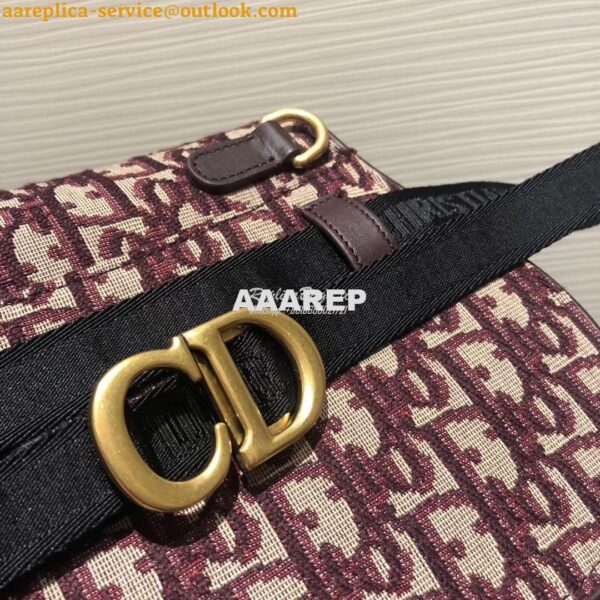 Replica Dior Oblique Saddle Belt Bag Burgundy S5632 6
