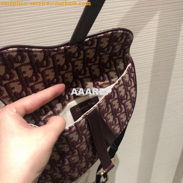 Replica Dior Oblique Saddle Belt Bag Burgundy S5632 8