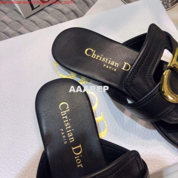 Replica Dior KCQ386 Dior 30 Montaigne Flat Thong Sandals Black Calfskin 9