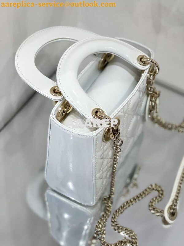 Replica Dior Quilted White Patent Leather Mini Lady Dior Bag 2