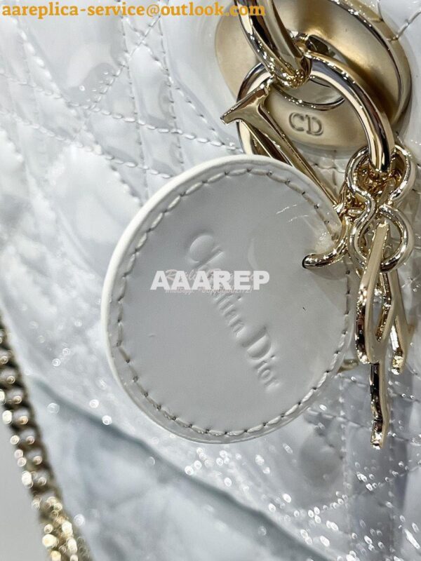 Replica Dior Quilted White Patent Leather Mini Lady Dior Bag 4