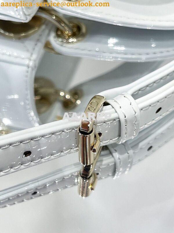 Replica Dior Quilted White Patent Leather Mini Lady Dior Bag 5