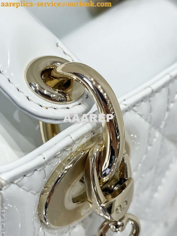 Replica Dior Quilted White Patent Leather Mini Lady Dior Bag 6