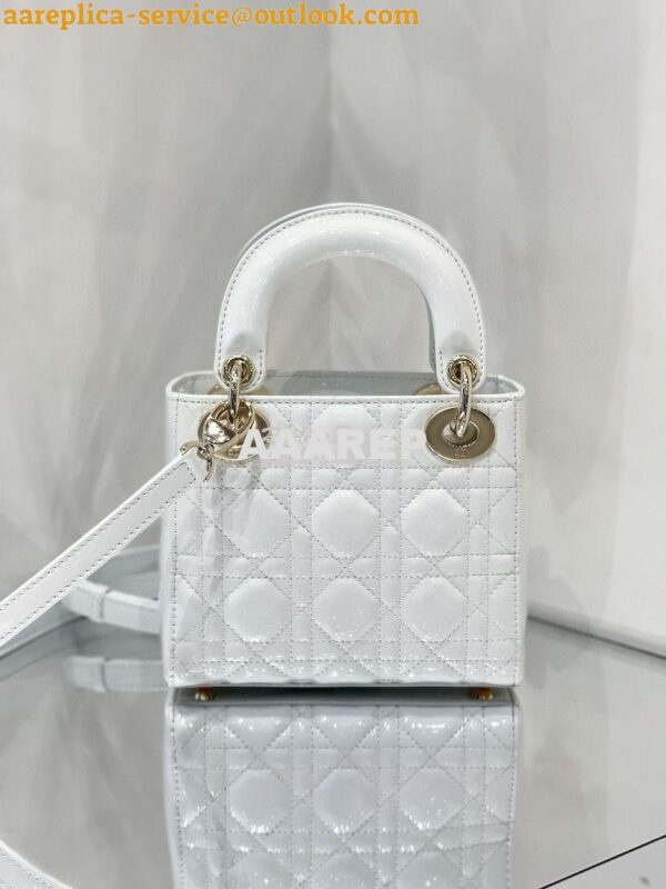 Replica Dior Quilted White Patent Leather Mini Lady Dior Bag 8