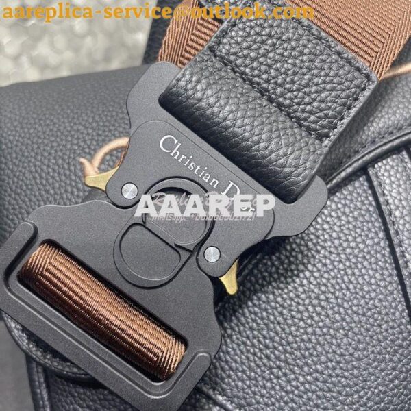 Replica Dior Saddle Bag Black Grained Calfskin with 'Christian Dior 19 3