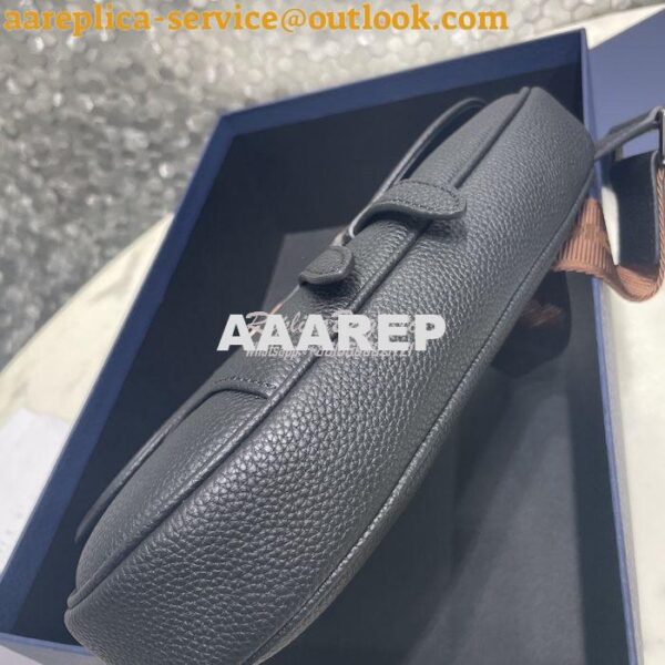 Replica Dior Saddle Bag Black Grained Calfskin with 'Christian Dior 19 7