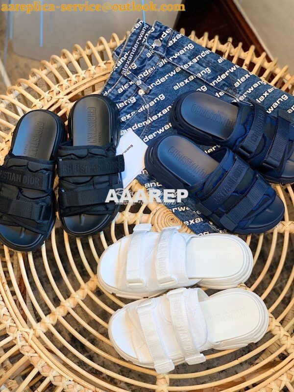 Replica Dior D-Wander Mules Dark Blue Camouflage Technical Fabric