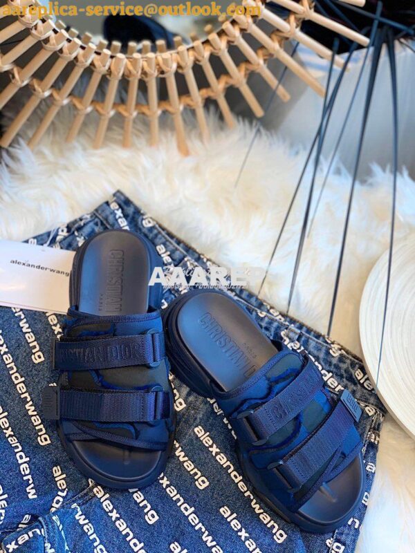 Replica Dior D-Wander Mules Dark Blue Camouflage Technical Fabric 2