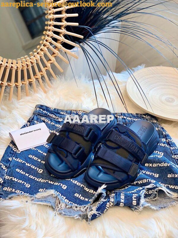 Replica Dior D-Wander Mules Dark Blue Camouflage Technical Fabric 3