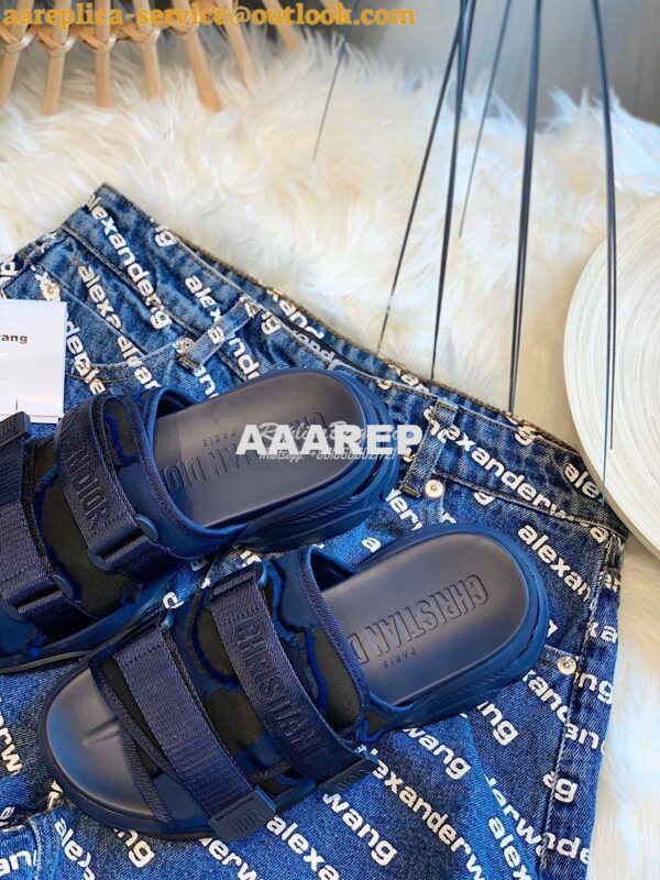 Replica Dior D-Wander Mules Dark Blue Camouflage Technical Fabric 4