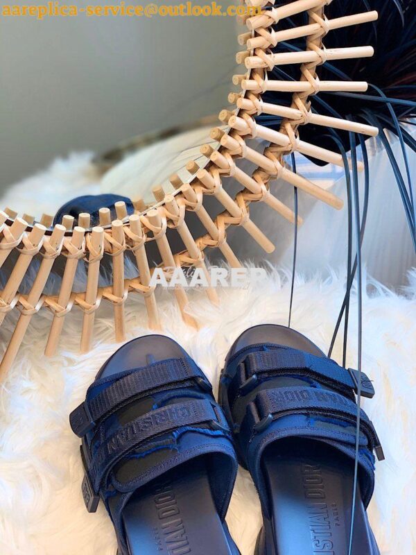 Replica Dior D-Wander Mules Dark Blue Camouflage Technical Fabric 6