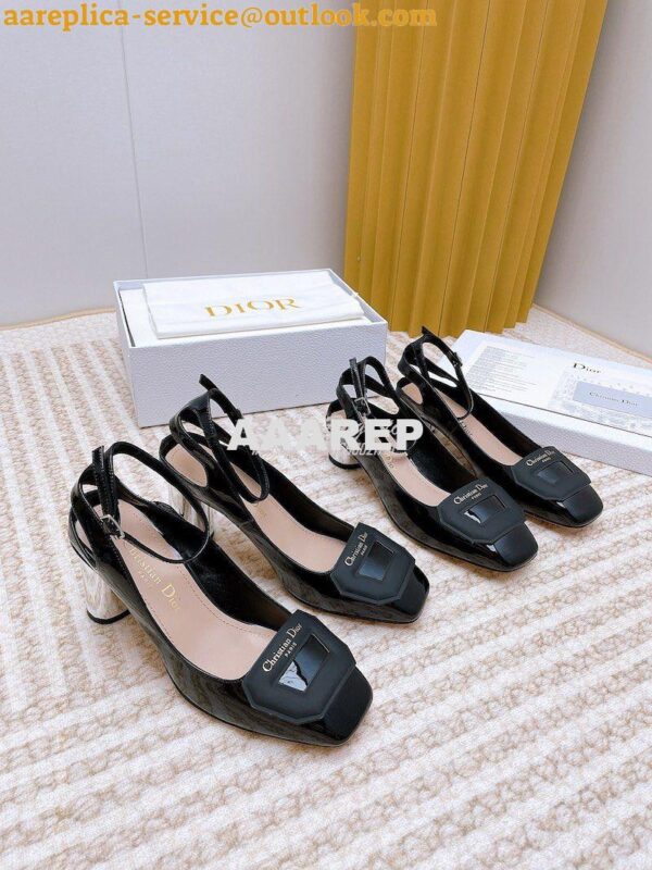 Replica Dior Day Slingback Pump Patent Calfskin KDB828 Black