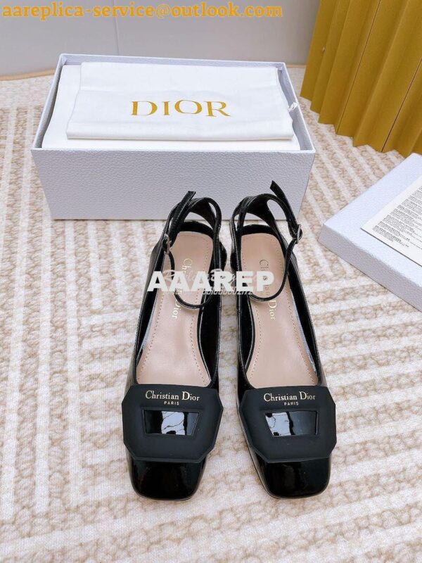 Replica Dior Day Slingback Pump Patent Calfskin KDB828 Black 2