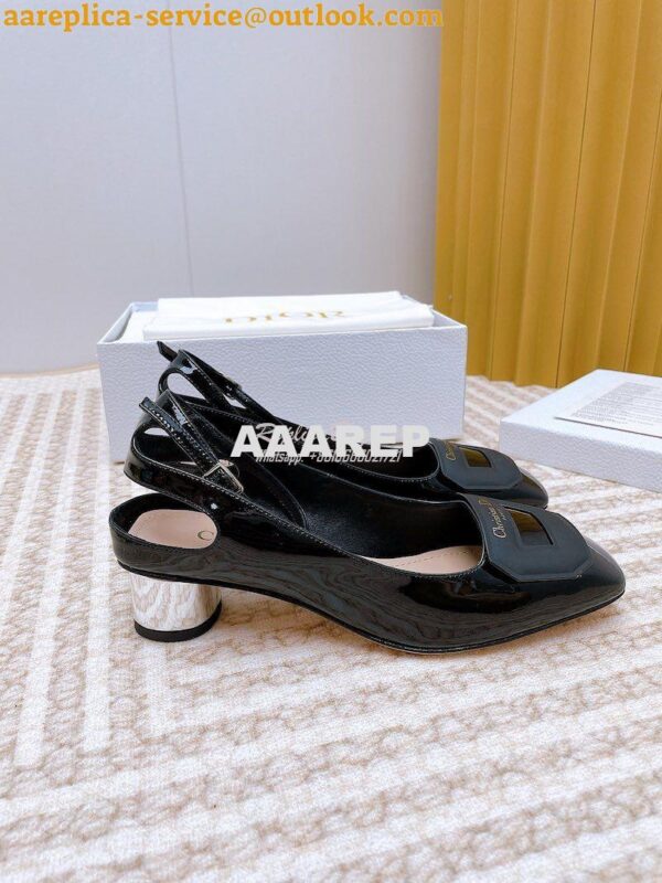 Replica Dior Day Slingback Pump Patent Calfskin KDB828 Black 3