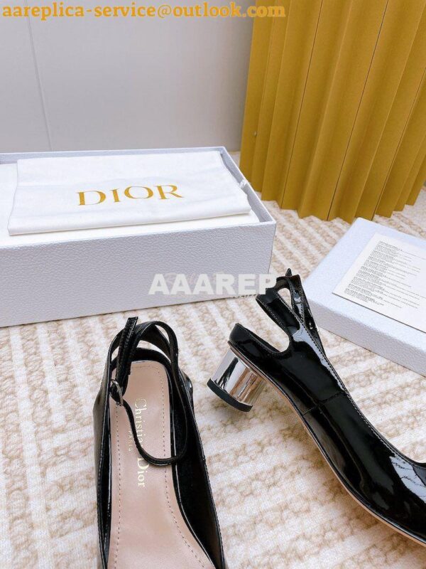 Replica Dior Day Slingback Pump Patent Calfskin KDB828 Black 8