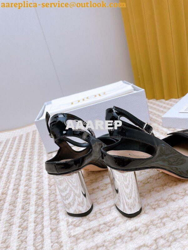 Replica Dior Day Slingback Pump Patent Calfskin KDB828 Black 14