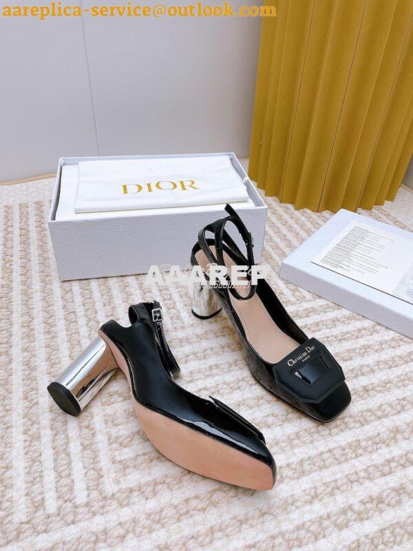 Replica Dior Day Slingback Pump Patent Calfskin KDB828 Black 15