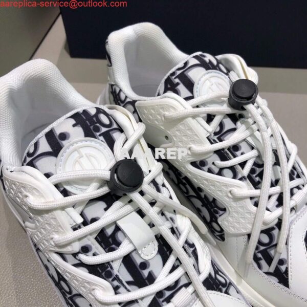 Replica Dior Men's Women‘s D-CONNECT Sneaker Dior Printed Technical Fabric KCK302 Navy Blue and White 6