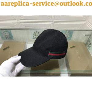 Replica Gucci 200035 Original GG canvas baseball hat with Green/Red Web In Black