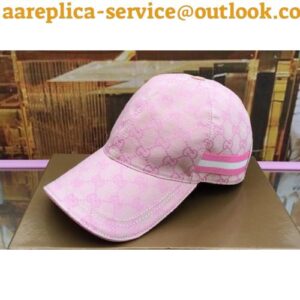 Replica Gucci 200035 Original GG canvas baseball hat with Web In Pink