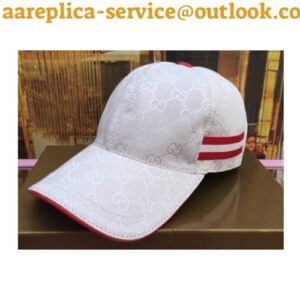 Replica Gucci 200035 Original GG canvas baseball hat with Web In White/Silver