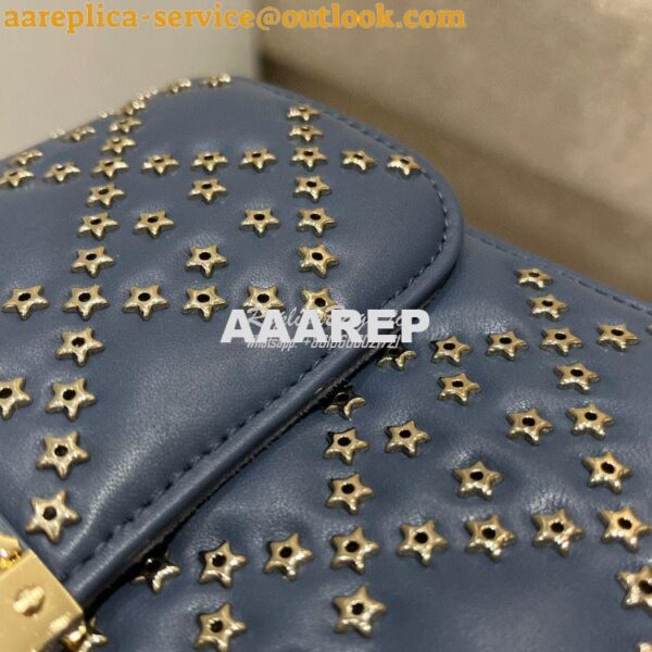 Replica Dior Small Addict Bag Denim Blue Lucky Star Cannage Lambskin M 3