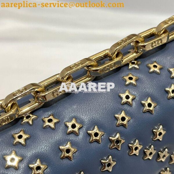 Replica Dior Small Addict Bag Denim Blue Lucky Star Cannage Lambskin M 4