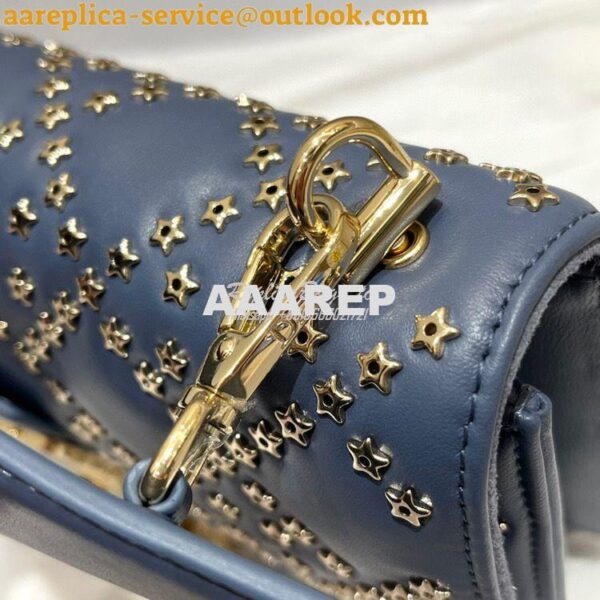 Replica Dior Small Addict Bag Denim Blue Lucky Star Cannage Lambskin M 5