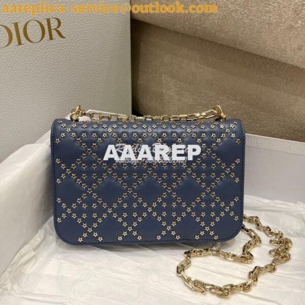 Replica Dior Small Addict Bag Denim Blue Lucky Star Cannage Lambskin M 7