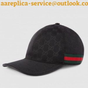 Replica Gucci Black Original GG Canvas Baseball Hat With Web 2