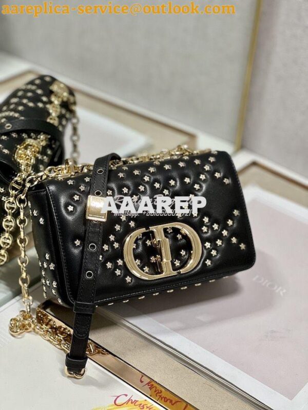 Replica Dior Small Caro Bag Black Gold Lucky Star Cannage Lambskin M92 5