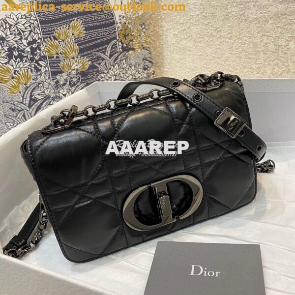 Replica Dior Small Caro Bag Black Quilted Macrocannage Calfskin with R 2