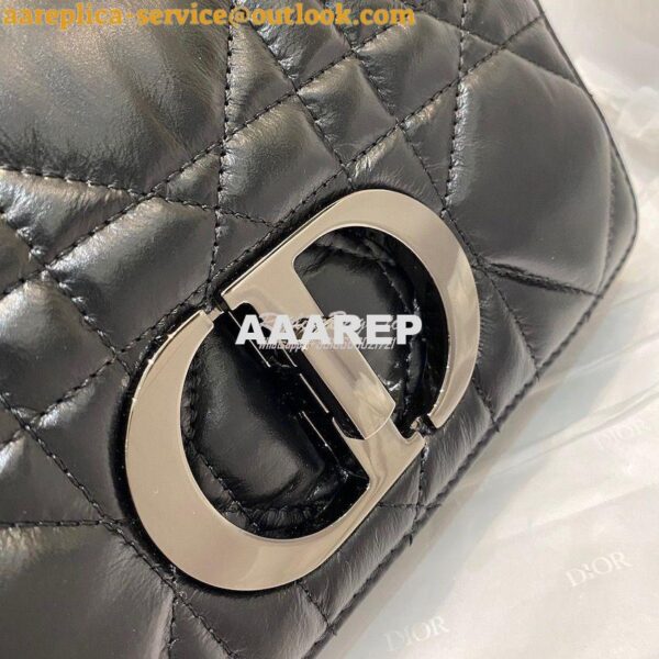 Replica Dior Small Caro Bag Black Quilted Macrocannage Calfskin with R 3