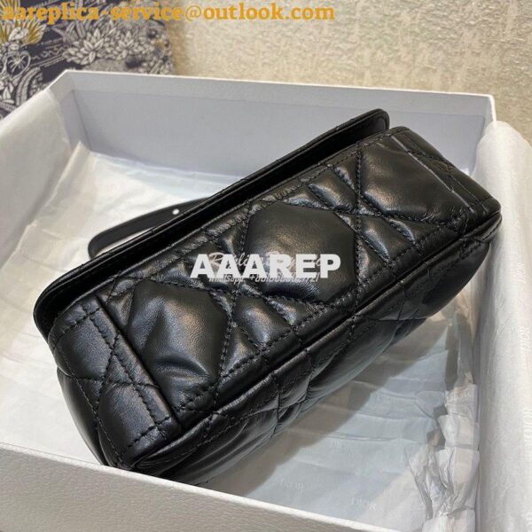 Replica Dior Small Caro Bag Black Quilted Macrocannage Calfskin with R 5