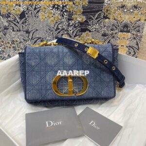 Replica Dior Small Caro Bag In Denim Blue with Patchwork Effect M9241