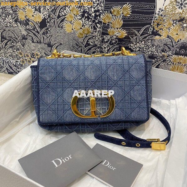 Replica Dior Small Caro Bag In Denim Blue with Patchwork Effect M9241 2