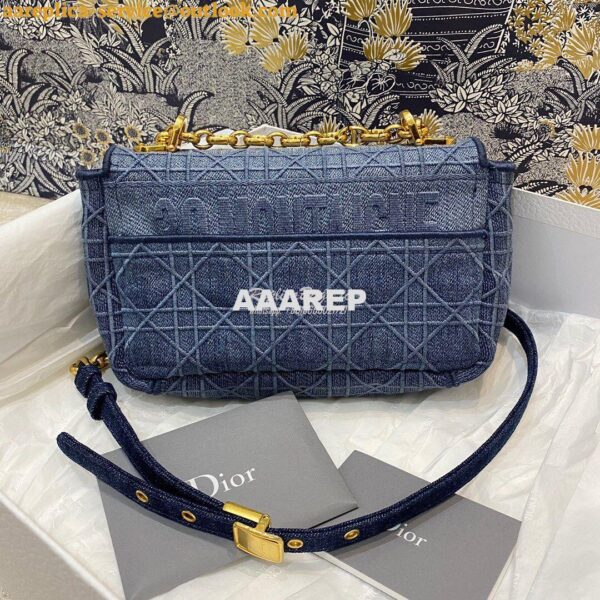 Replica Dior Small Caro Bag In Denim Blue with Patchwork Effect M9241 4