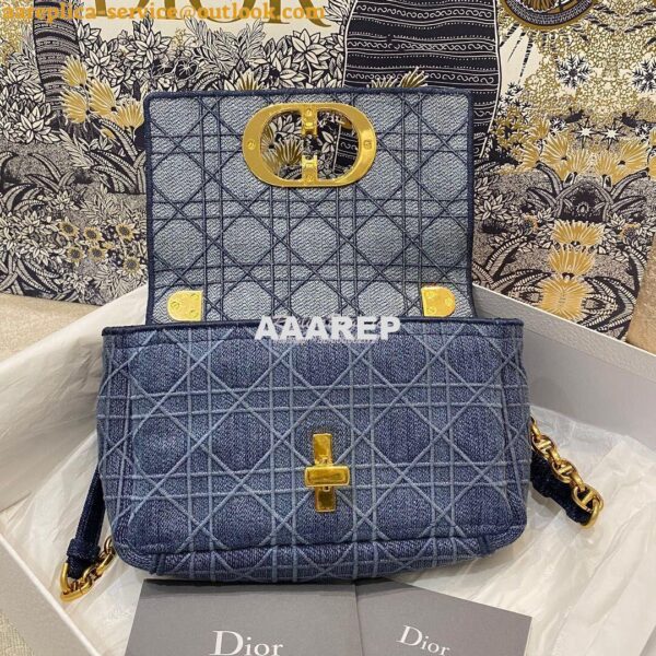 Replica Dior Small Caro Bag In Denim Blue with Patchwork Effect M9241 6