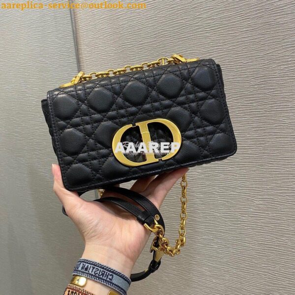 Replica Dior Small Caro Bag Soft Cannage Calfskin M9241 Black 4