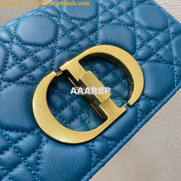 Replica Dior Small Caro Bag Soft Cannage Calfskin M9241 Ocean Blue 3