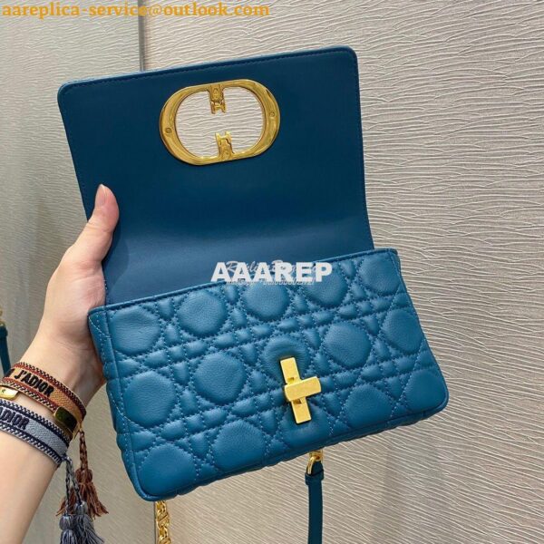 Replica Dior Small Caro Bag Soft Cannage Calfskin M9241 Ocean Blue 6