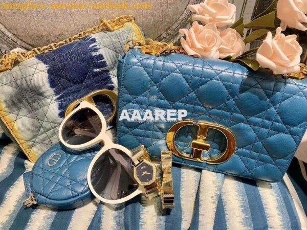 Replica Dior Small Caro Bag Soft Cannage Calfskin M9241 Ocean Blue 10