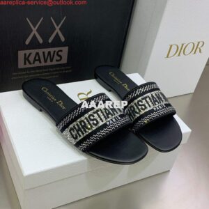 Replica Dior Women's Shoes Dway Slide Diamond Embroidered KCQ166ERC Black 2