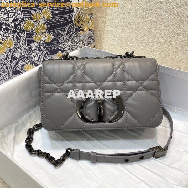 Replica Dior Small Caro Bag Steel Grey Quilted Macrocannage Calfskin w