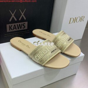 Replica Dior Women's Shoes Dway Slide Diamond Embroidered KCQ166ERC Yellow 2