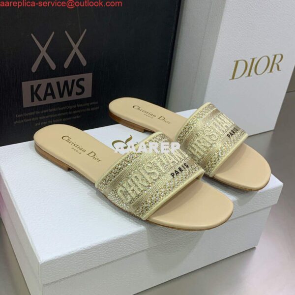 Replica Dior Women's Shoes Dway Slide Diamond Embroidered KCQ166ERC Yellow 4