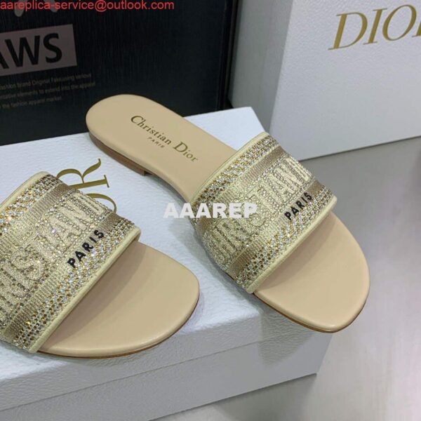 Replica Dior Women's Shoes Dway Slide Diamond Embroidered KCQ166ERC Yellow 5